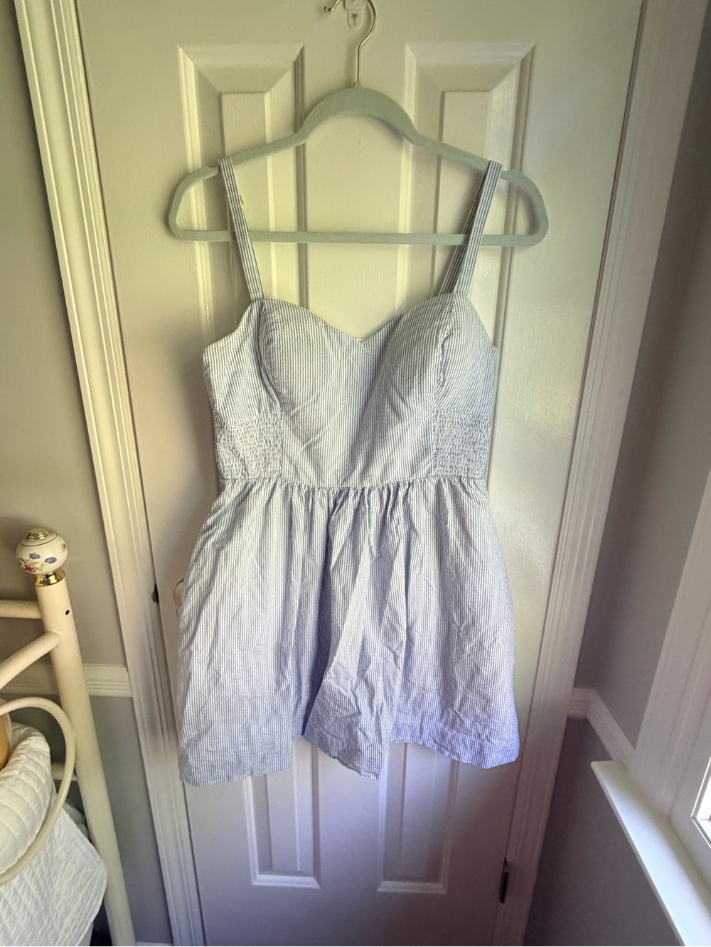 Lily Pulitzer Light Blue Seersucker Sundress with Sweetheart Neckline